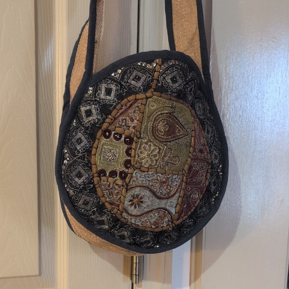 Artistic Patchwork Crossbody Hobo Bag